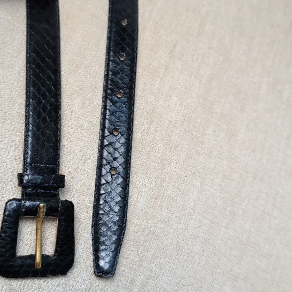 Vintage Jana Genuine Snakeskin Belt Navy Blue Size S